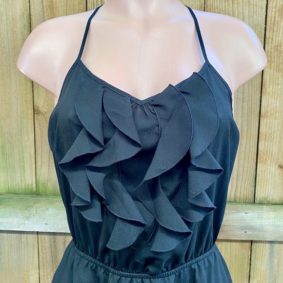 Bisou Bisou Asymmetrical Ruffle Black Dress EUC - Picture 2 of 8